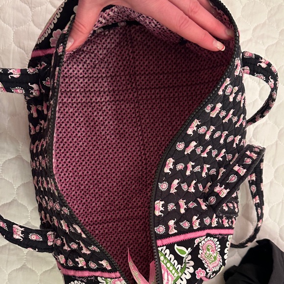Vera Bradley Black and Pink Elephant Travel Bag - Picture 3 of 7